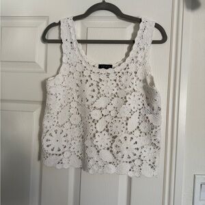 1 State Women's White Crochet Cropped Tank Top Sm NWT